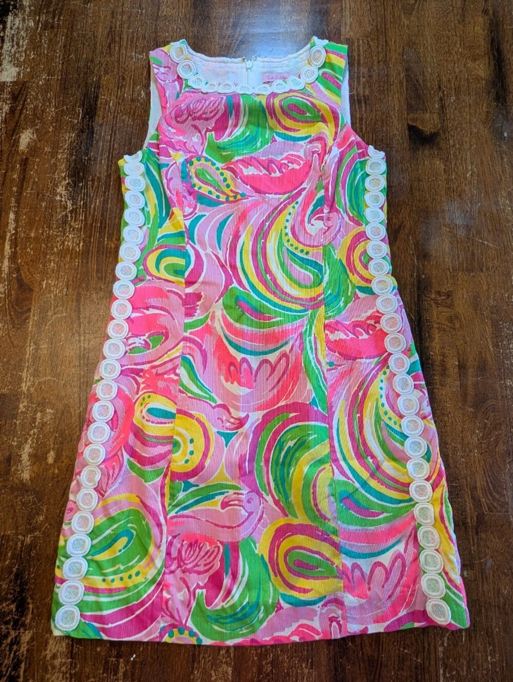 Lilly Pulitzer Mila All Nighter Shift Dress Womens Sz 2 Pink Green Sleeveless